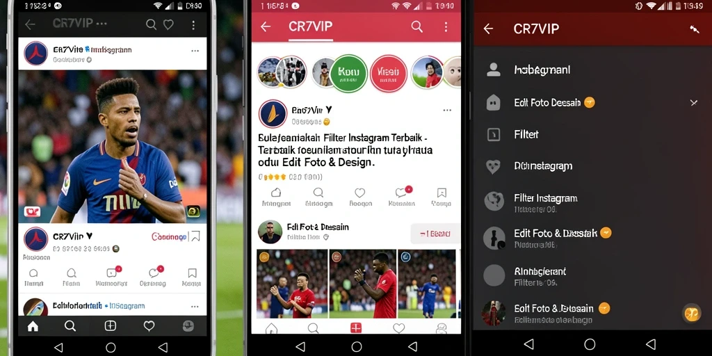 Tampilan antarmuka CR7VIP dengan beragam opsi filter yang menarik.