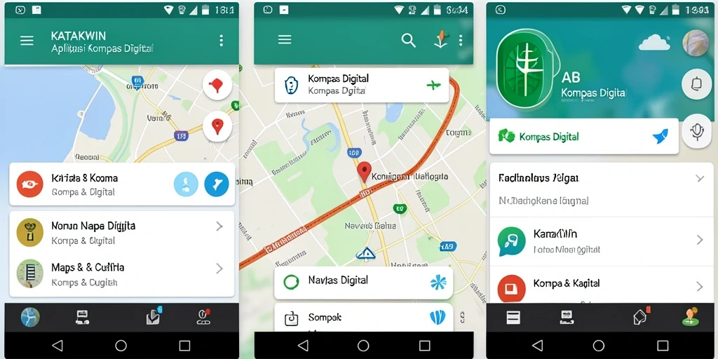 Antarmuka KATAKWIN tampil modern dengan fungsi kompas digital yang jelas.
