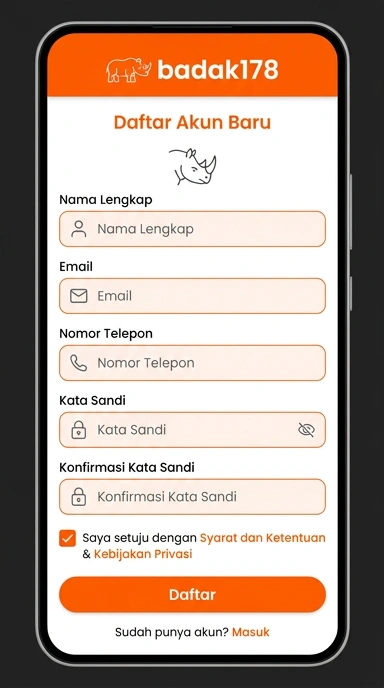 Tampilan halaman daftar badak178