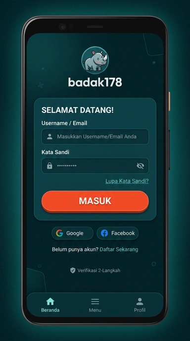 Tampilan halaman login badak178